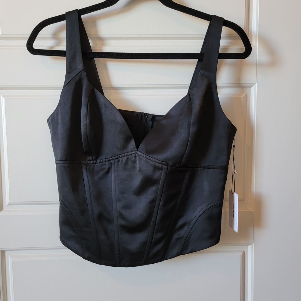 Jason Wu Black Satin Corset Top
